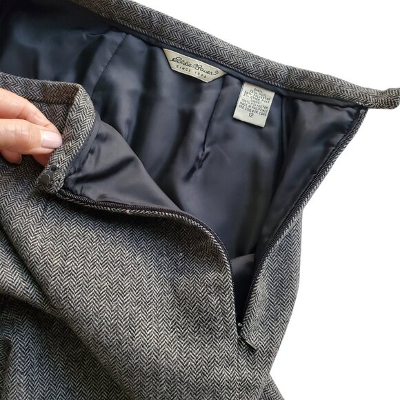 Eddie Bauer Harris Tweed Wool Blend Trousers Side Zipper Wide Leg Size 12 - Picture 5 of 15